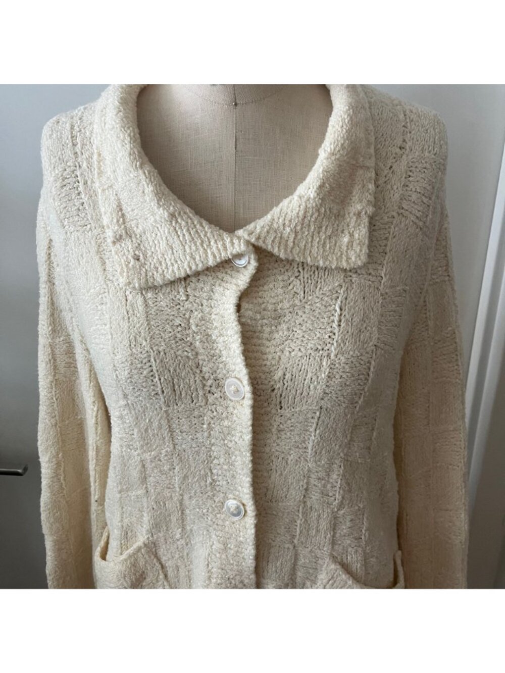 VTG MARION FOALE Hand Knit Box Square Cardigan - Picture 5 of 7